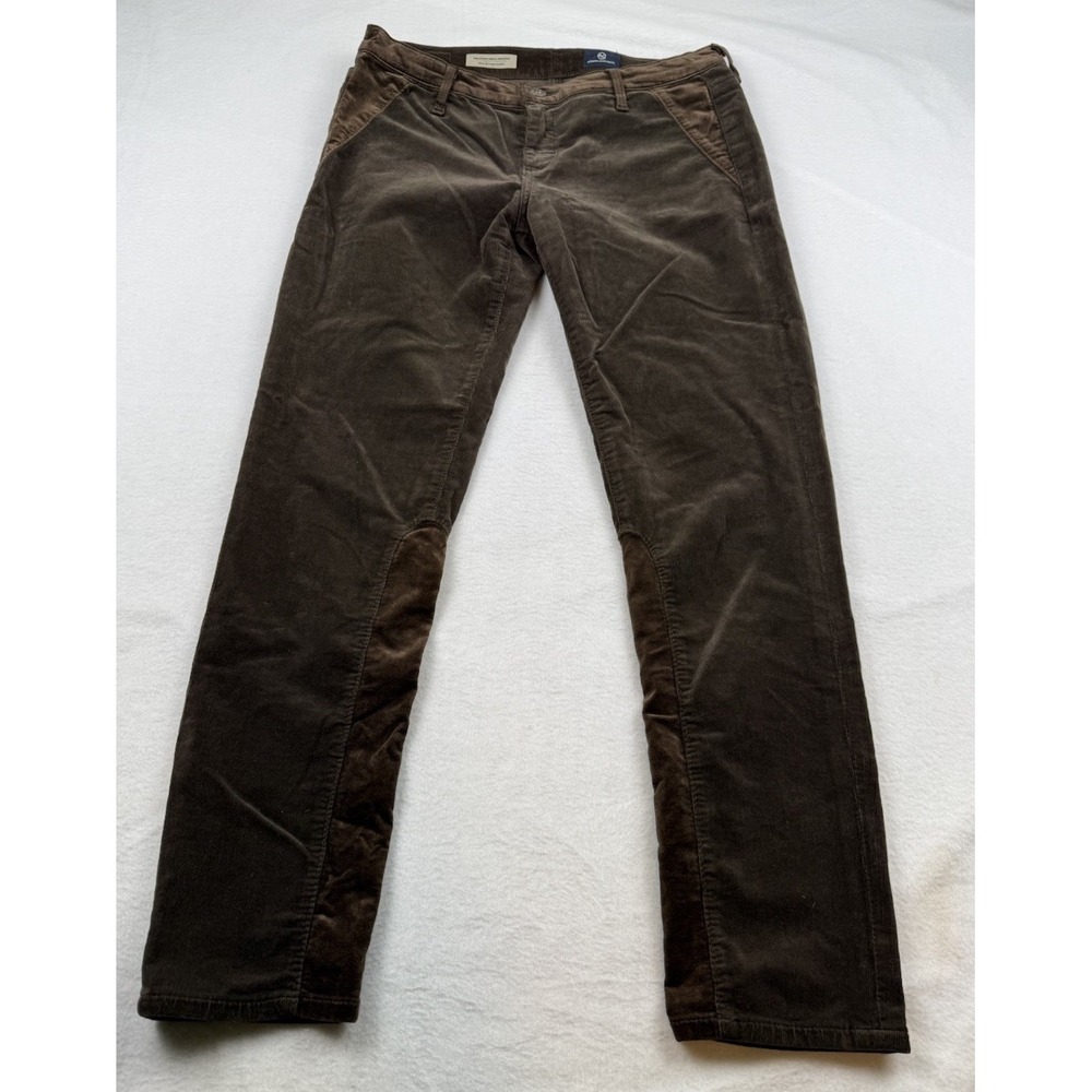 Adriano Goldschmied Women 28R Steve Ankle Jodhpur Olive Brown Corduroy Pants USA